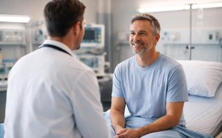 medecin-blouse-patient-lit-hopital-moderne